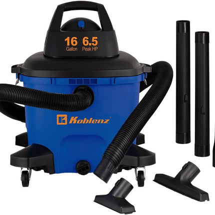 Koblenz Wd16 L4 Portable Wetdry Vacuum, 16 Gallon Tank, Black+Blue