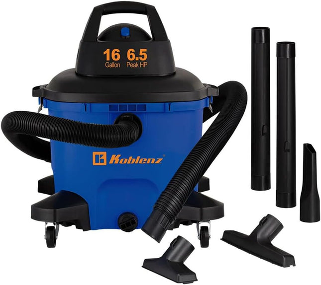 Koblenz Wd16 L4 Portable Wetdry Vacuum, 16 Gallon Tank, Black+Blue