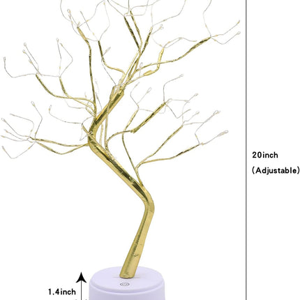 Tabletop Bonsai Tree Light, DIY LED Artificial Tree Lamp,Battery/USB Operated Night Light for Room Decor, Home Decor,Bedroom, Wedding,Christmas, (Warm White, 108 LED Golden)