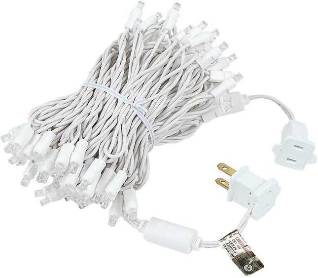 Novelty Lights 100 Light LED Christmas Mini Light Set, Outdoor Lighting Wedding Patio String Lights, Pure White, White Wire, 34 Feet