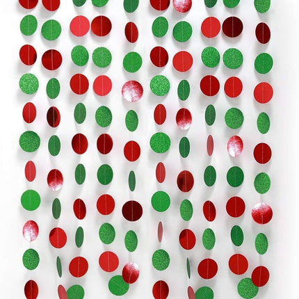 Decor365 Green Red Circle Dots Garland Kit for Xmas Christmas Party Hanging Decoration Streamers Banner Christmas Tree Garlands for Year Eve Celebration Birthday Wedding Baby Shower Holiday Decor