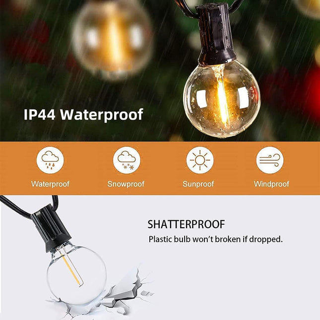Outdoor String Lights 100ft, G40 Led Patio Lights with 52pcs Bulbs,Waterproof Shatterproof Dimmable Hanging Globe Outdoor Lights for Porch Cafe Bistro Backyard Gazebo Balcony Party, 2700K