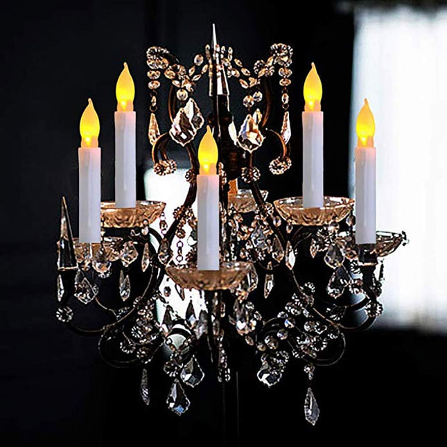 Pack of 24 Flameless Taper Candles Battery Operated Flickering Ivory Led Candle for Christmas Wedding Party Candelabra Flicker Amber Taper Candles Table Centerpiece – 6.5 Inch Candle
