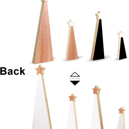 Christmas Wooden Christmas Tree, 4pcs Wooden Christmas Tree Tabletop Ornaments for Christmas Decor, Christmas Decorations for Home Office Farmhouse Centerpieces Original