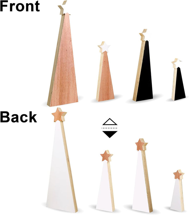 Christmas Wooden Christmas Tree, 4pcs Wooden Christmas Tree Tabletop Ornaments for Christmas Decor, Christmas Decorations for Home Office Farmhouse Centerpieces Original