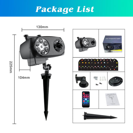 Christmas Halloween Projector Lights Outdoor, 2-in-1 Holiday LED Projection Light with 80 HD Moving Patterns & 3D Ocean Wave, IP65 Landscape Decor Lights with RF, for Year Easter Party Garden