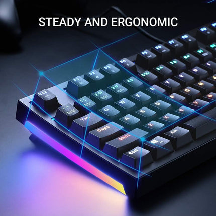 Gaming Mechanical Keyboard K660, RGB Side LED and Backlit Keyboard USB Wired Computer Keyboard with OUTEMU Blue Switches, 104 Full Key-Rollover, Anti Ghosting Keyboard with IP42 Splash-Proof