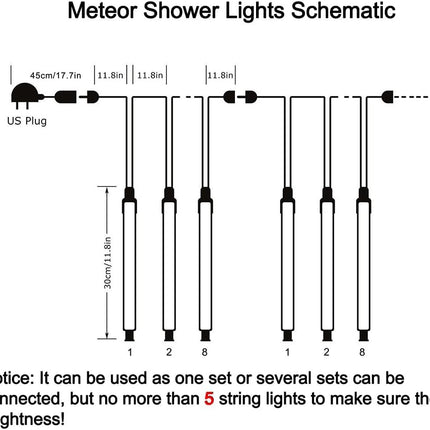 Christmas Lights Outdoor, Meteor Shower Lights 8 Tubes 192LED UL Snow Falling Rain Cascading Icicle Lights for Xmas Tree Christmas Decorations Outdoor Wedding Party Window, White