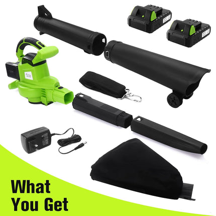 Cordless Leaf Blower, 20V 3 in 1 Electric Leaf Blower with 2 X 2.0Ah Battery & Charger,Adjustable Speed Control Blower,Lightweight Handheld Blower Kit for Leaf,Dust,Little Garbage,Lawn Care