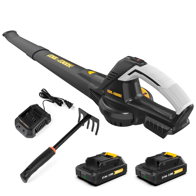Cordless Leaf Blower with 2 X 20V Battery and Charger, Rock&Rocker Electric Leaf Blower 120MPH/170CFM 6 Adjustable Speeds and 2 Adjustable Tubes for Lawn Care/Yard/Jobsite/Patio