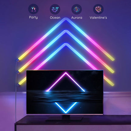 Govee Glide RGBIC LED Wall Lights, Smart RGBIC Wall Sconces for Gaming TV Bedroom Streaming, Work with Alexa and Google Assistant, Strip Lights with Music Sync, Christmas Lights, 6 Pcs and 1 Corner