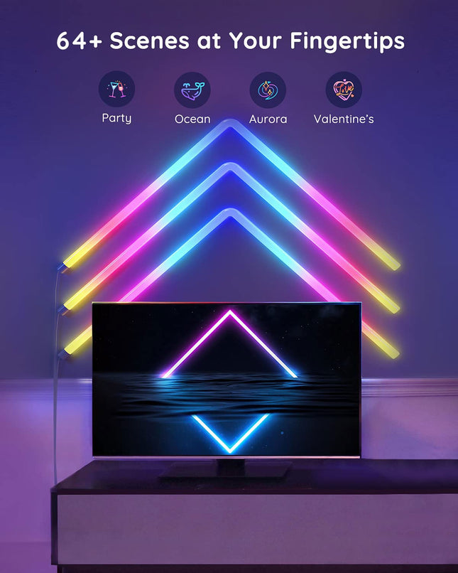 Govee Glide RGBIC LED Wall Lights, Smart RGBIC Wall Sconces for Gaming TV Bedroom Streaming, Work with Alexa and Google Assistant, Strip Lights with Music Sync, Christmas Lights, 6 Pcs and 1 Corner