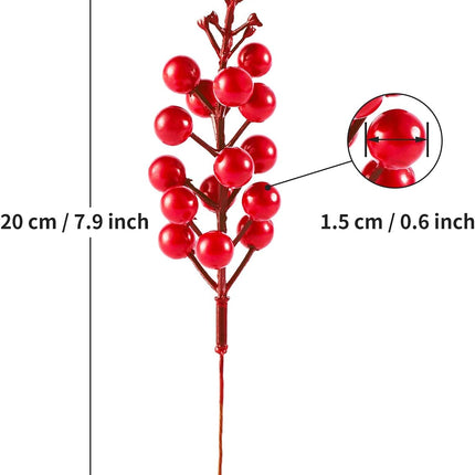 Crafare 30 Pack Artificial Red Berry Stems, Burgundy Red Berry Picks Holly Berries Branches for Christmas Tree Decorations Crafts Wedding Holiday Season Winter Décor Home Decor