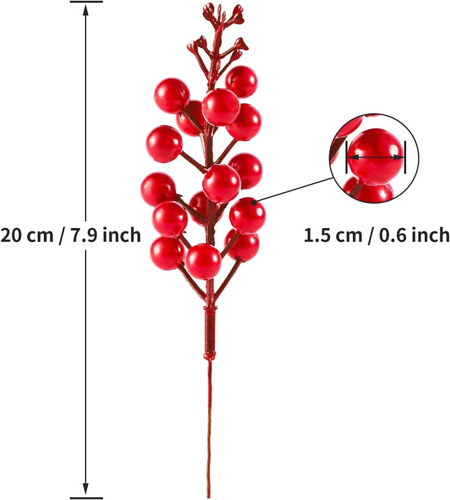 Crafare 30 Pack Artificial Red Berry Stems, Burgundy Red Berry Picks Holly Berries Branches for Christmas Tree Decorations Crafts Wedding Holiday Season Winter Décor Home Decor