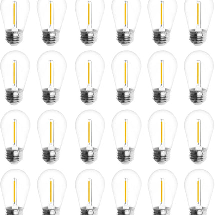 Jslinter 24-Pack LED 1W String Light Bulbs, S14 Plastic Shatterproof Edison Vintage Style Replacement 1 Watt Outdoor 2200K, Waterproof, Warm White Equivalent to 11w, e26 Base