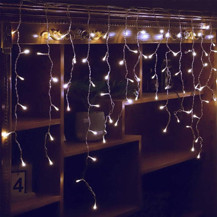 gresonic Icicle String Lights 200 LEDs,16.4ft with 40 Drops Waterproof Indoor Outdoor Connectable Lights Plug in for Christmas Birthday Party Backdrops Gazebo Decorations(Cool White)