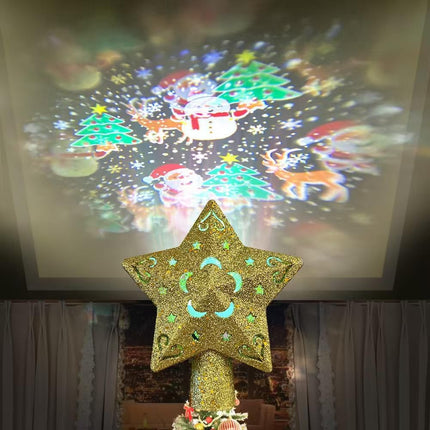 Christmas Tree Topper Projector, Star Tree Topper Built-in LED Projection Light,Christmas Tree Decoration for Indoor Courtyard Christmas Year Holiday Party