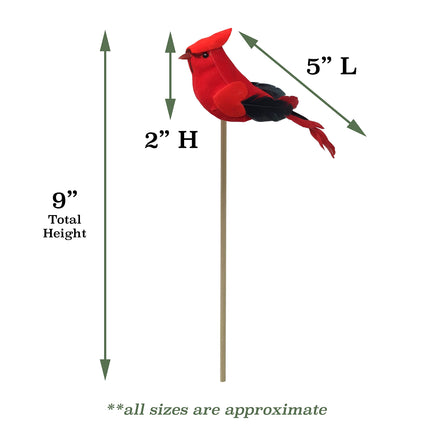 Cardinal Floral Picks - Set of 24 Red Birds on a Wood Stick - Birds Attached to Stems - Red Birds Centerpieces - Christmas DIY - Ornament Holiday Décor - Bird is 5" L and Sits on a 7" Pick