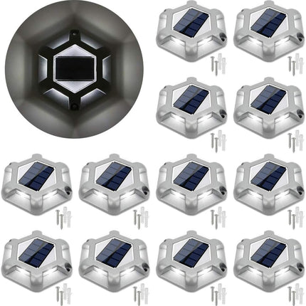 Volisun Solar Deck Lights Driveway Dock Lights, 12Pack Waterproof Outdoor Led Aluminum Dock Lighting Warning Step Lights