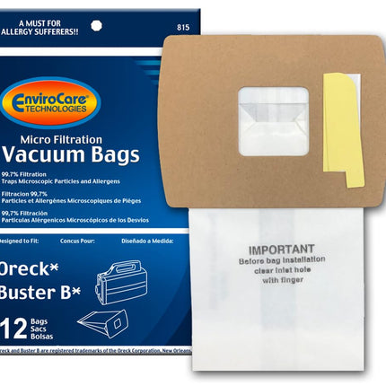 Envirocare Vacuum Bags Made To Fit Oreck Superdeluxe Compact And Buster B Canister Vacuums 12 Pack