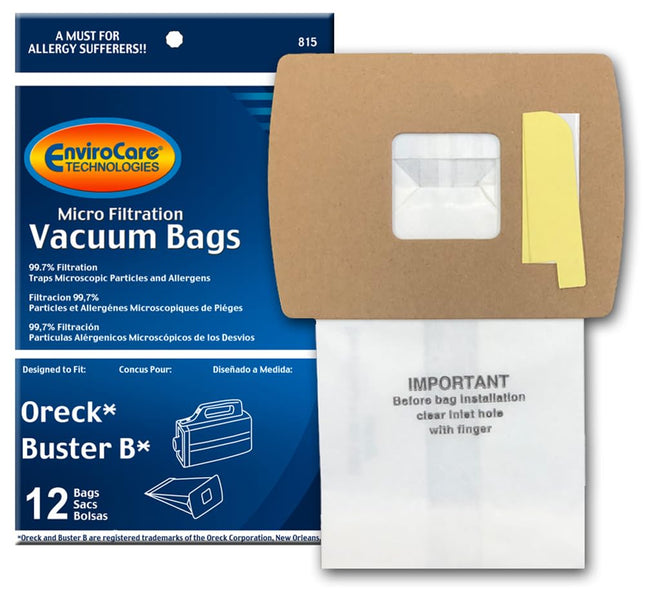 Envirocare Vacuum Bags Made To Fit Oreck Superdeluxe Compact And Buster B Canister Vacuums 12 Pack