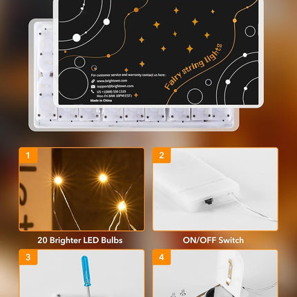 Brightown 12 Pack LED Fairy Lights Battery Operated String Lights - 7ft 20LED Waterproof Silver Wire Firefly Starry Moon Lights for DIY Crafts Wedding Table Centerpieces Party Bedroom Christmas