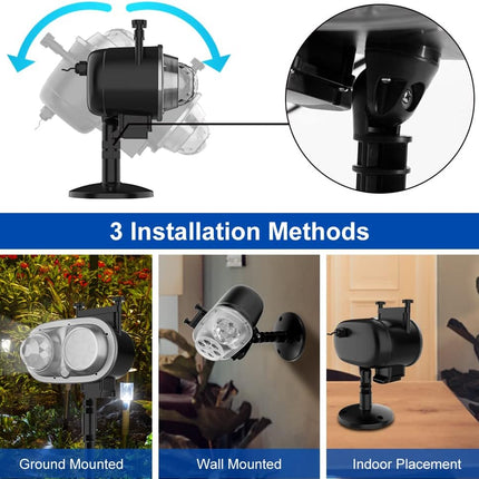 Holiday Projector Lights Outdoor, 2-in-1 HD LED Outdoor Projectors with Remote Control Timer, 3D Ocean Wave & 4 Patterns Waterproof Lanscape Lights for Indoor Valentine Xmas Halloween Holiday Party