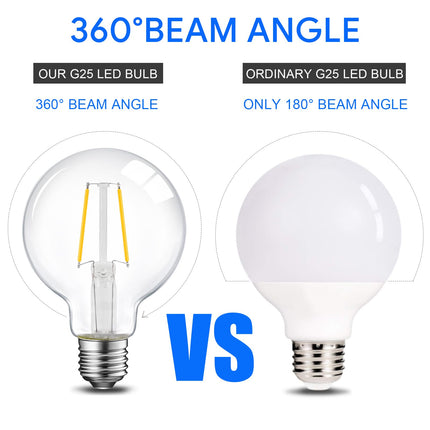 Dimmable LED Edison Light Bulb, G25 (G80) Globe Bulb, 60W Equivalent, 3000K Warm White, Christmas Light, E26 Standard Base, UL Listed, 6-Pack
