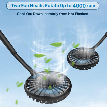 Neck Fan, Hand Free Portable Neck Fans For Women, Kids, And Men, 3 Speed Adjustable Hanging Around Necklace Fan, Rechargeable