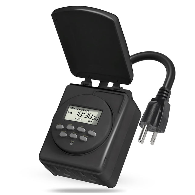 BN-LINK 7 Day Outdoor Heavy Duty Digital Programmable Timer BND/U78, 125VAC, 60Hz, Dual Outlet, Weatherproof, Heavy Duty, Accurate for Lamps Ponds Christmas Lights 1875W 1/2HP ETL Listed