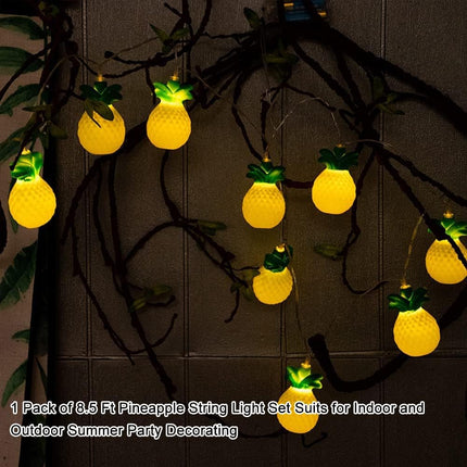 Abeja Pineapple String Lights, 8.5Ft Pineapple Fairy Lights with 10 Pineapple Lights Decorations, Pineapple Tropical Theme Lights, Summer Patio String Lights for Home Hawaiian Party Camping Bars Decor