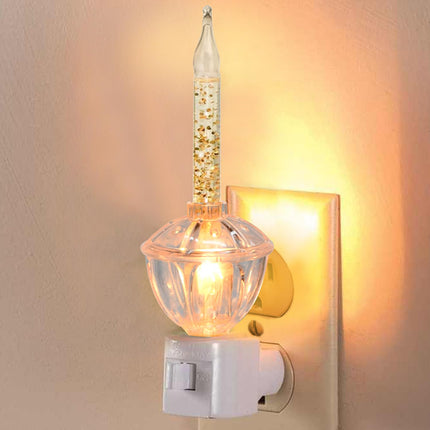 Christmas Bubble Night Lights, 1 Pack Bubble Night Lights with Silver Glitter Fluid, 1 Spare 5 Watt Clear Bubble Light Bulb with Gold Glitter Fluid, E12 Candelabra Base, Swivel Plug in Base,White