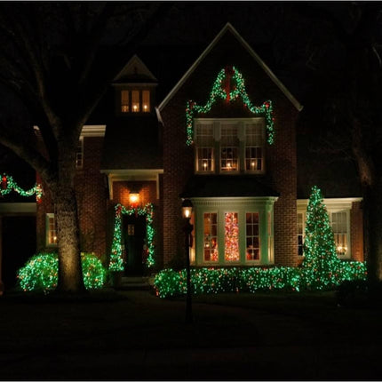 Holiday Essence 100-Count Green Christmas Light Set, String Lights with Green Wire, Professional Grade, Indoor and Outdoor Use, Decorate Christmas trees, bushes, and fences Garden Party, Patio Decor
