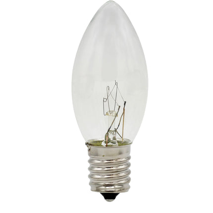 Creative Hobbies 25 Pack C9 Clear Blinking Replacement Bulbs for Christmas Lights, E17 C9 Intermediate Base, Random Blinking, 7 Watt, Cool White, Transparent, Cool White