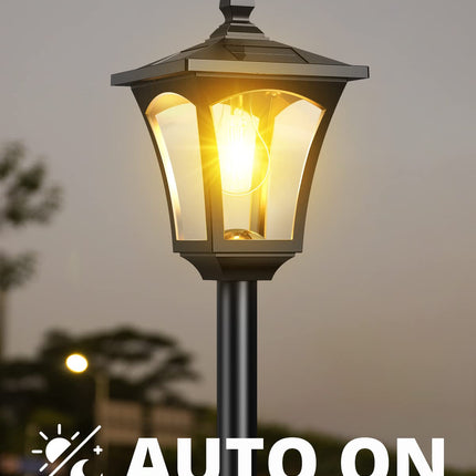 Solar Lamp Post Light, 64" Solar Lights Outdoor Waterproof IP65, Glass Post Lamp Solar Lights with Planter, Anti-Rust Outdoor Lights for Garden Yard Patio Decoration, Warm White