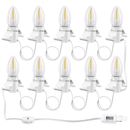 Christmas Village Lights with 10 LED Warm-White Bulb,Decoration for Christmas Village Houses,Halloween Holiday,C7 Christmas Village Light Cord