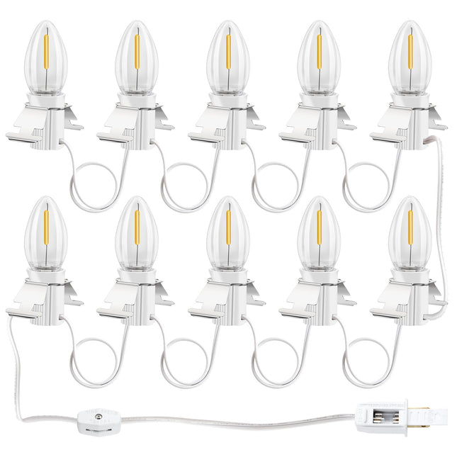 Christmas Village Lights with 10 LED Warm-White Bulb,Decoration for Christmas Village Houses,Halloween Holiday,C7 Christmas Village Light Cord