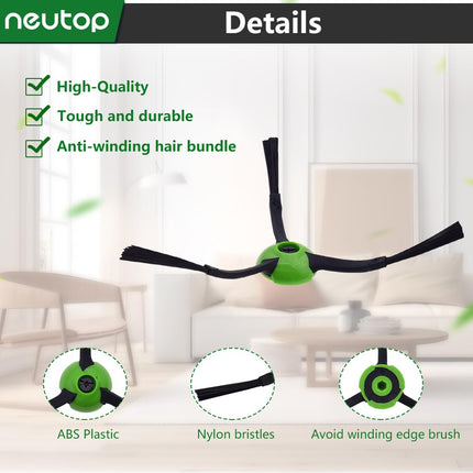 Neutop Side Brushes Compatible With Irobot Roomba E, I, & J Series E5, E6, I1, I1+, I3, I3+, I4, I4+, I6, I6+, I7, I7+, I8, I8+, Combo J7+, J9+, J5+, I5+ Plus, Robot Vacuums, 9Pack.
