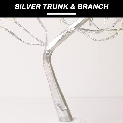 Fairy Light Tree 108 Led Twinkle Tree Fairy Light Spirit Tree Lamp Battery/USB Operated 6 Hours Timer Function with 8 Lighting Mode Silver Adjustable Branches Home Decoration(Warm White)