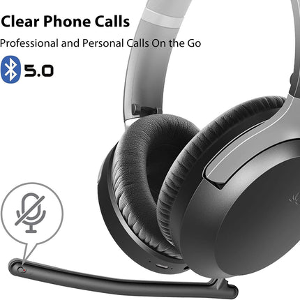 Avantree Aria Pro aptX-HD Bluetooth 5.0 Active Noise Cancelling Headphones with Boom Microphone for Music & Calls, SSD Option, Low Latency Over Ear Wireless & Wired Headset for Phone Computer Laptop