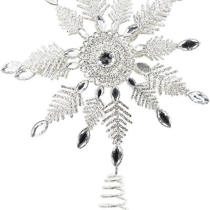 Christmas Tree Topper Glitter Snowflake Metal Hollow Christmas Tree Top for Christmas Tree Topper Decoration