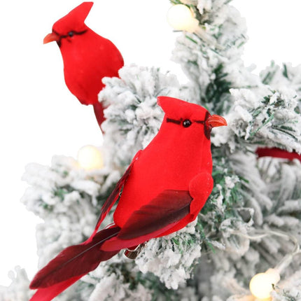 12 PCS Cardinals Clip On Christmas Tree Ornaments, Realistic Artificial Red Cardinals Birds Ornaments for Christmas Tree Wreath Centerpiece Decorations Crafts, 5" Long