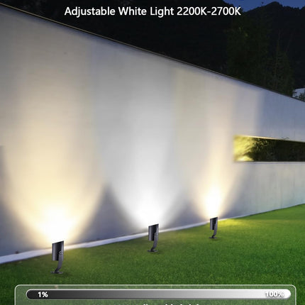 Smart Landscape Lighting, IP67 Waterproof Landscape Spotlights, 3000LM Dimmable RGBICW Pathway Lights Work with Alexa, Spot Lights for Christmas Outdoor Decoration, 4 Pack