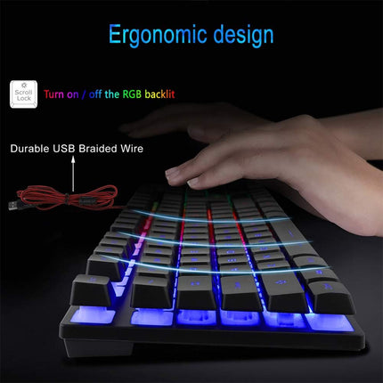 RGB Gaming Keyboard and Backlit Mouse Combo, USB Wired, LED Gaming set for Laptop PC Computer Game and Work