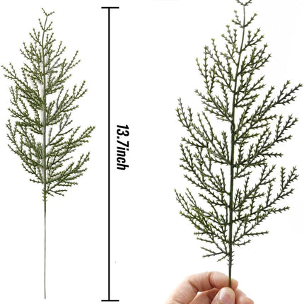 TIHOOD 42PCS 14 Inches Artificial Pine Branches, Christmas Faux Cedar Stems, Artificial Faux Cedar Branches, Fake Christmas Greenery Pine Picks for Wreath Craft DIY Home Kitchen Decorations