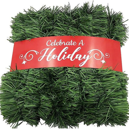 Christmas Garland Christmas Decorations,Green Outdoor Garland for Christmas Decor,Unlit Fluffy Twist Christmas Tree Garland for Stairs Railing Window Door Holiday Staircase Fireplace (32.8FT)