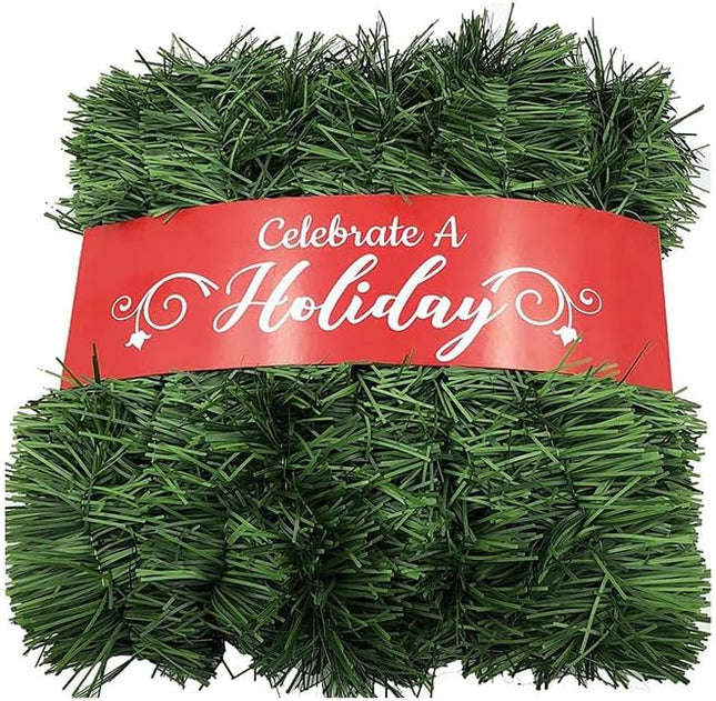 Christmas Garland Christmas Decorations,Green Outdoor Garland for Christmas Decor,Unlit Fluffy Twist Christmas Tree Garland for Stairs Railing Window Door Holiday Staircase Fireplace (32.8FT)