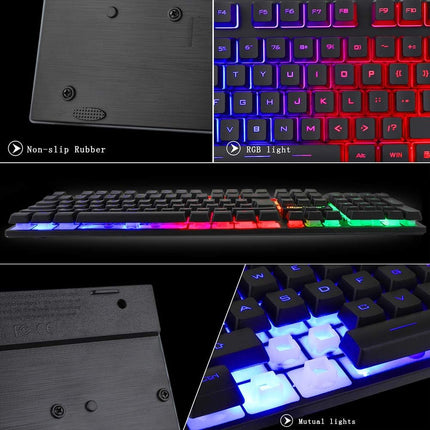 RGB Gaming Keyboard and Backlit Mouse Combo, USB Wired, LED Gaming set for Laptop PC Computer Game and Work
