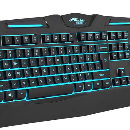 7 Colors LED Backlit Gaming Keyboard, Mechanical Feeling and Waterproof, Illuminated USB Wired Keyboard for Pro PC Gamer or Office