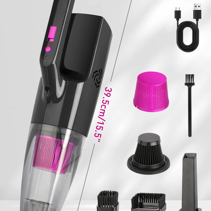 Sendowtek Handheld Vacuum Cordless For Car, Rechargeable Vacuum Hoover 9000Pa Batterypowered Hand Held Vacuuming Hoover Portable Cleaner Car Vac For Home Pet Office